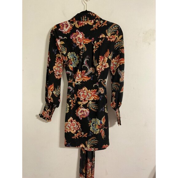ELLIATT Floral Independence Mini Shirt Dress in Black Multi size Xsmall - Picture 4 of 15